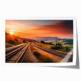 Vibrant rolled print showcasing a scenic landscape with intricate railroad designs, perfect for home decor and art enthusiasts, packaged securely for delivery.
