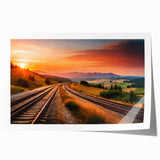 Vibrant rolled print showcasing a scenic landscape with intricate railroad designs, perfect for home decor and art enthusiasts, packaged securely for delivery.