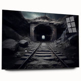 Elegant landscape railroad wall art collection displayed in a sleek acrylic glass frame, showcasing vibrant colors and intricate designs, ideal for home decor.