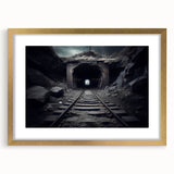 Gold-framed wall art collection showcasing a serene landscape with railroads, featuring a stylish mat design, perfect for enhancing home decor with elegance.