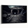 Framed canvas wall art featuring a stunning railroad landscape design, showcasing vibrant colors and intricate details, set against a sleek black frame, perfect for enhancing any living space.