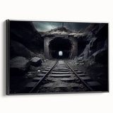 Framed canvas wall art featuring a stunning railroad landscape design, showcasing vibrant colors and intricate details, set against a sleek black frame, perfect for enhancing any living space.