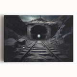 Stretched canvas wall art showcasing a vibrant landscape featuring a railroad track winding through lush greenery, perfect for enhancing home decor with a touch of nature.