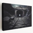 Stretched canvas artwork showcasing a vibrant railroad landscape design with vivid colors and intricate details, ideal for enhancing modern home decor.
