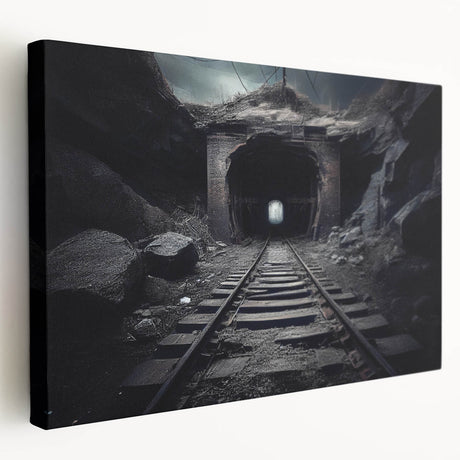 Stretched canvas artwork showcasing a vibrant railroad landscape design with vivid colors and intricate details, ideal for enhancing modern home decor.