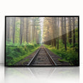 Framed wall art collection showcasing a stunning landscape with railroad design, featuring a black frame and acrylic front, perfect for modern home decor.