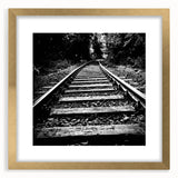 Framed wall art collection showcasing a scenic railroad landscape design with a gold mat, perfect for enhancing home decor and adding a touch of elegance.