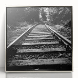 Framed wall art collection showcasing a scenic railroad landscape design with silver-acrylic finish, perfect for enhancing modern home decor.