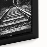 Framed canvas wall art showcasing a vibrant landscape with intricate railroad details, featuring rich colors and textures, perfect for home decor enthusiasts.