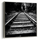 Framed canvas wall art collection showcasing a scenic railroad landscape with vibrant colors and silver accents, enhancing modern home décor.