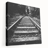Stretched canvas artwork showcasing a vibrant railroad landscape design, featuring intricate details and rich colors, perfect for enhancing home decor.