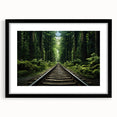Framed wall art collection showcasing a scenic railroad landscape design with a black mat and frame, perfect for enhancing home decor and interior aesthetics.