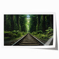 Vibrant landscape artwork featuring a vintage railroad scene, printed on high-quality canvas, showcasing rich colors and intricate details, perfect for home decor.