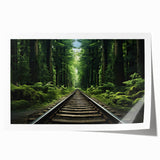 Vibrant landscape artwork featuring a vintage railroad scene, printed on high-quality canvas, showcasing rich colors and intricate details, perfect for home decor.