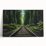 Stretched canvas wall art collection showcasing vibrant landscapes and railroads, featuring rich colors and intricate designs, perfect for home decor enhancement.