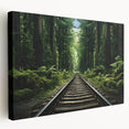 Stretched canvas wall art collection showcasing vibrant landscapes and railroads in a side view, perfect for enhancing home decor with nature-inspired themes.