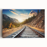 Stretched canvas wall art collection showcasing vibrant landscapes and railroads, featuring rich colors and intricate details for a captivating home decor accent.