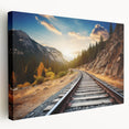 Stretched canvas wall art showcasing a vibrant railroad landscape design with intricate details, perfect for home decor or office spaces. Ideal for art enthusiasts.