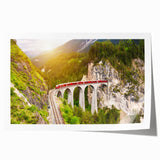 Colorful landscape railroad-themed wall art print showcasing vibrant colors and intricate designs, rolled for easy transport and display in any setting.