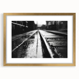 Framed wall art collection featuring a stunning landscape with railroads, showcased in a gold frame with matting, perfect for modern home decor.