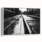 Framed canvas wall art showcasing a scenic railroad landscape design, featuring vibrant colors and intricate details, perfect for enhancing modern decor.