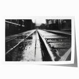 Landscape wall art featuring a serene railroad scene, showcasing vibrant colors and detailed textures, rolled and ready for display in any setting. Ideal for home or office decor, this print captures the essence of travel and adventure.