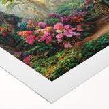 Vibrant rolled canvas artwork depicting a lush rainforest landscape, featuring rich greens and earthy tones, ideal for enhancing home decor and nature-themed spaces.