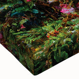 Close-up of a vibrant rainforest landscape wall art design on stretched canvas, showcasing rich greens and detailed foliage, ideal for home decor.