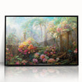 Framed acrylic wall art showcasing a vibrant rainforest landscape design with lush greenery and bright colors, perfect for home decor in modern settings.