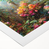 Vibrant rolled canvas showcasing a lush rainforest landscape with rich greens and intricate details, ideal for enhancing home decor and nature-themed spaces. The artwork captures the essence of tropical environments, perfect for wall art enthusiasts.