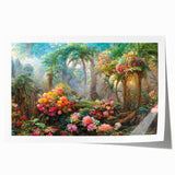 Vibrant rainforest wall art print showcasing lush greenery and tropical flora, rolled and ready for display, perfect for nature-inspired decor in any room.