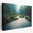 Stretched canvas wall art showcasing a vibrant rainforest landscape design with lush green foliage and vivid colors, adding a natural touch to any decor.