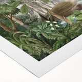 Vibrant rainforest landscape wall art on rolled canvas, showcasing lush green foliage and tropical flora, ideal for nature-inspired home decor. Packaged securely for safe delivery.