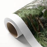 Lush rainforest landscape wall art on rolled canvas, showcasing vibrant greens and earthy tones, ideal for nature-themed decor and eco-friendly aesthetics.