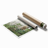 Vibrant rainforest landscape wall art print showcasing lush greenery and tropical foliage, rolled for shipping, perfect for home decor enthusiasts seeking nature-inspired art.