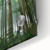 Vibrant close-up of a rainforest landscape wall art piece, showcasing lush greenery and vivid colors, printed on acrylic glass for a modern home decor aesthetic.