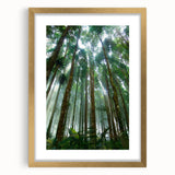 Framed wall art featuring a lush rainforest design with vibrant greens and gold accents, showcasing natural beauty in a stylish presentation, perfect for home decor.