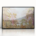 Framed acrylic wall art showcasing a vibrant rainforest landscape design, featuring lush greenery and a serene atmosphere, perfect for enhancing home decor.