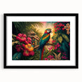 Framed wall art featuring a vibrant rainforest landscape design with lush greenery and a black mat, perfect for enhancing home decor and adding a natural touch.