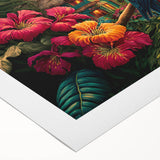 Vibrant rolled canvas showcasing a lush rainforest landscape design with rich greens and earthy tones, perfect for home decor and nature-inspired interiors.