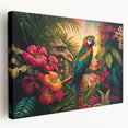 Vibrant rainforest landscape wall art collection on stretched canvas, showcasing lush greenery and intricate details, ideal for nature-themed decor.