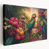 Vibrant rainforest landscape wall art collection on stretched canvas, showcasing lush greenery and intricate details, ideal for nature-themed decor.