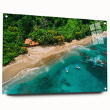 Acrylic glass wall art collection featuring a vibrant rainforest design, displayed in a side view with visible pins, showcasing rich colors and intricate details that enhance any decor.