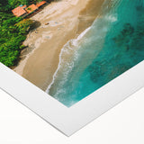 Vibrant rolled canvas artwork depicting a lush rainforest landscape with rich green foliage and intricate details, ideal for nature-inspired home decor.