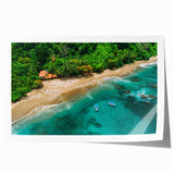 Vibrant rainforest landscape wall art print showcasing lush greenery and tropical flora, rolled for easy framing and display in home decor.