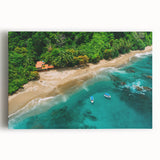 Vibrant rainforest landscape wall art on stretched canvas, showcasing lush greenery and serene nature, perfect for home decor and tropical-themed interiors.