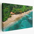 Stretched canvas wall art showcasing a vibrant rainforest landscape design, featuring lush greenery and rich colors, perfect for nature lovers and home decor enthusiasts.