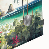 Vibrant close-up of a rainforest-themed wall art piece, showcasing lush green foliage and intricate details, framed in acrylic glass for a modern aesthetic. Perfect for adding a touch of nature-inspired decor to any space.