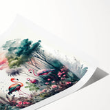 Rolled print of vibrant rainforest landscape wall art, showcasing lush greenery and diverse foliage, designed to enhance home decor with a nature-inspired theme.