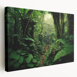 Stretched canvas wall art featuring a vibrant rainforest landscape design, showcasing lush greenery and vivid colors, perfect for adding a natural touch to home decor.